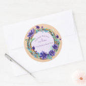 手作りアイテムラベル素朴リース&パープルステッカー ラウンドシール (封筒)