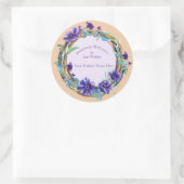 手作りアイテムラベル素朴リース&パープルステッカー ラウンドシール (バッグ)