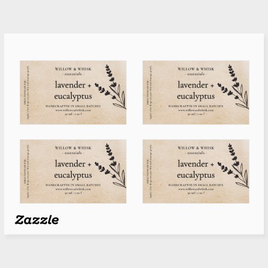 手作りアロマセラピーエッセンシャル油クラフトベージュ 長方形シール (シート)