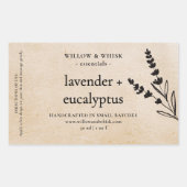 手作りアロマセラピーエッセンシャル油クラフトベージュ 長方形シール (正面)