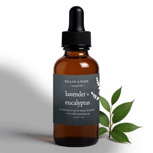 手作りアロマセラピーエッセンシャル油白黒 長方形シール