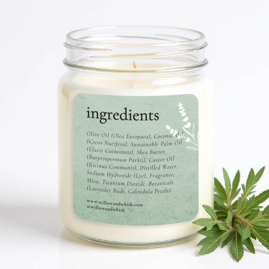 手作りアーツキャンドル製品包装セージグリーン スクエアシール