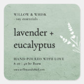 手作りアーツキャンドル製品包装セージグリーン スクエアシール (正面)