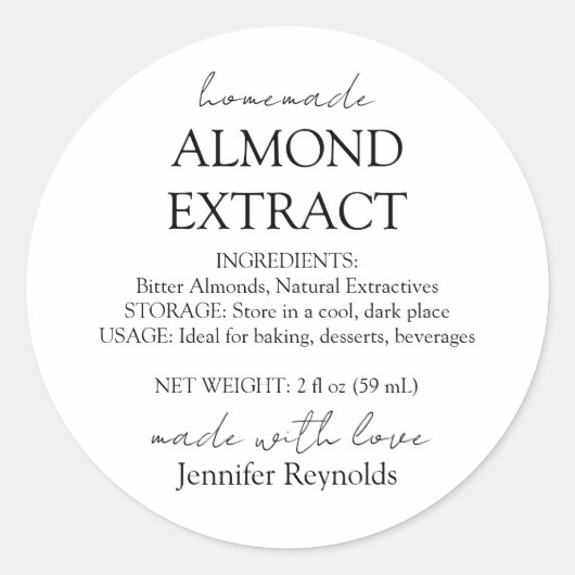 手作りアーモンドエキスボトル説明書 ラウンドシール (正面)