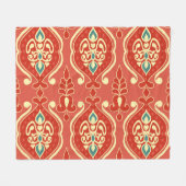 手作りイカット:エスニックボホ生地 フリースブランケット (正面(横))