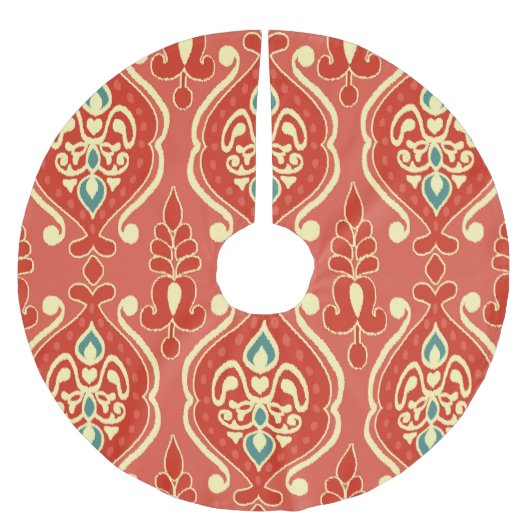 手作りイカット：エスニックボホ生地 ブラッシュドポリエステルツリースカート (正面)