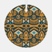 手作りイカット:民族織物パターン ガラスオーナメント (裏面)