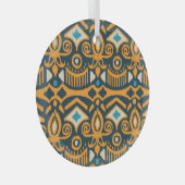 手作りイカット:民族織物パターン ガラスオーナメント (正面右)