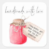 手作りイチゴジャムラベル名 スクエアシール (正面)