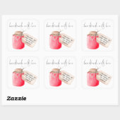 手作りイチゴジャムラベル名 スクエアシール (シート)