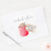 手作りイチゴジャムラベル名 スクエアシール (封筒)