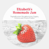 手作りイチゴジャム カスタム シルバー レッド クラシック ラウンドシール (正面)