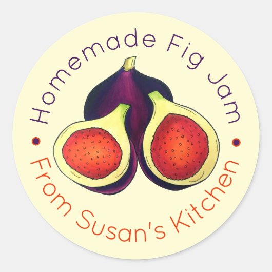 手作りイチジクジャムゼリーが缶詰のイチジクを保存 ラウンドシール (正面)