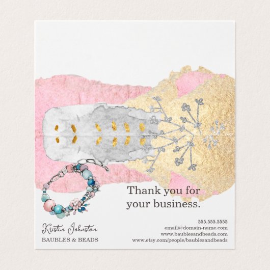 手作りエレガントジュエリー&ビーズありがとう 名刺 (内部フラット)
