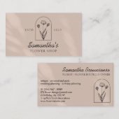 手作りエレガントボタニックラインアートロゴモノグラム 名刺 (正面/裏面)