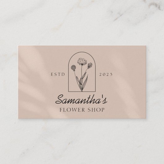 手作りエレガントボタニックラインアートロゴモノグラム 名刺 (正面)