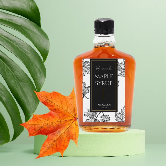 手作りエレガントメープルシロップのラベルをスケッチ ワインラベル