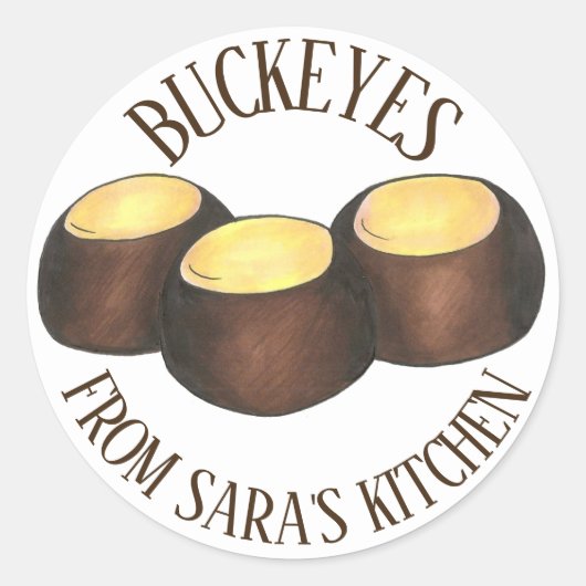手作りオハイオ・バッキーピーナッツバターキャンディー ラウンドシール (正面)