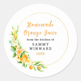 手作りオレンジジュースの缶詰ラベル ラウンドシール