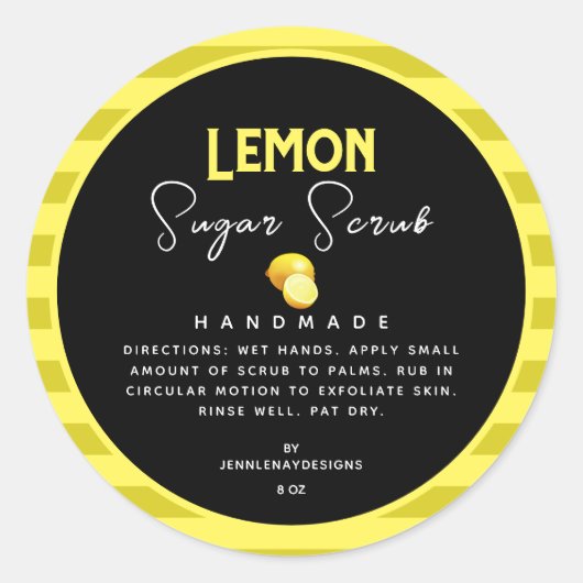 手作りカスタムレモンシュガースクラブラベル ラウンドシール (正面)