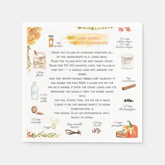 手作りカボチャパイ | 感謝祭の友情 スタンダードカクテルナプキン (正面)