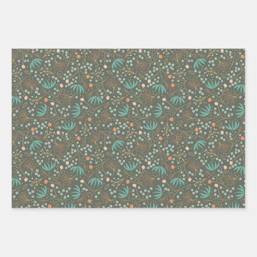 手作りカラフルのクリスマスフローラ花 ラッピングペーパーシート (正面2)