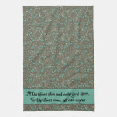 手作りカラフルのクリスマスフローラ キッチンタオル (縦)