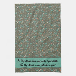 手作りカラフルのクリスマスフローラ キッチンタオル