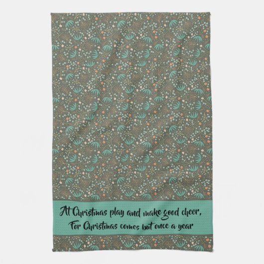 手作りカラフルのクリスマスフローラ キッチンタオル (縦)