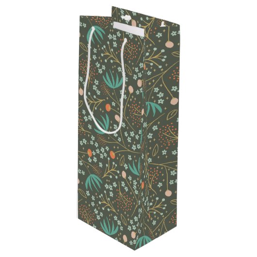 手作りカラフルのクリスマスフローラ ワインギフトバッグ (正面アングル)