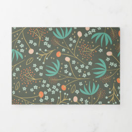 手作りカラフルのクリスマスフローラ 三つ折りクリスマスカード