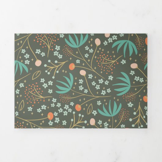 手作りカラフルのクリスマスフローラ 三つ折りクリスマスカード (カバー)