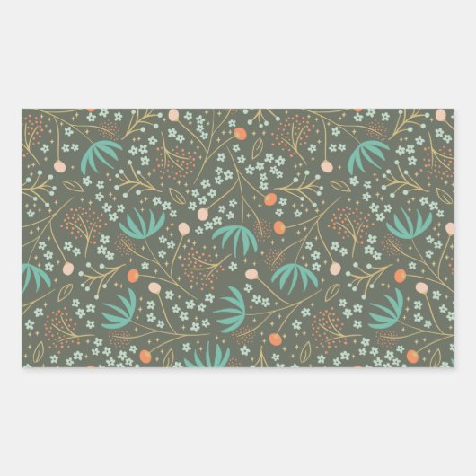 手作りカラフルのクリスマスフローラ 長方形シール (正面)