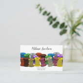 手作りカラフルのシームレスキルター裁縫 名刺 (スタンド正面)