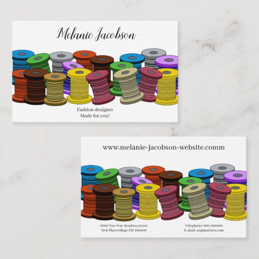 手作りカラフルのシームレスキルター裁縫 名刺 (正面/裏面)