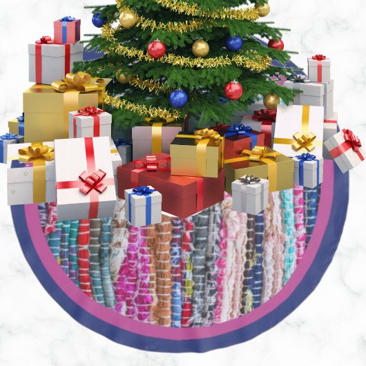 手作りカラフルのブラジルの織物のラグのクリスマス ブラッシュドポリエステルツリースカート