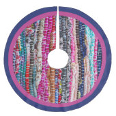 手作りカラフルのブラジルの織物のラグのクリスマス ブラッシュドポリエステルツリースカート (正面)