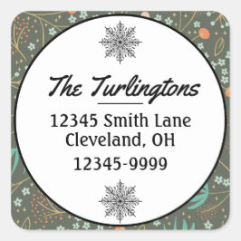 手作りカラフルクリスマスフローラ差出人住所 スクエアシール