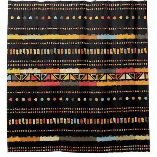 手作りカラーストライプ明るい部族のシームレスパ シャワーカーテン (正面)