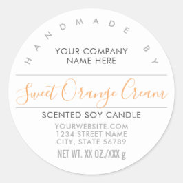 手作りキャンドルまたはソープオレンジのクリーム製品ラベル ラウンドシール