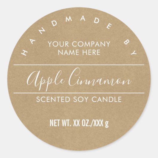 手作りキャンドルクラフト紙ルック製品ラベル ラウンドシール (正面)