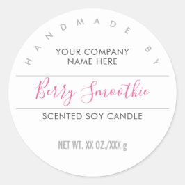 手作りキャンドルベリーピンクスクリプト製品ラベル ラウンドシール