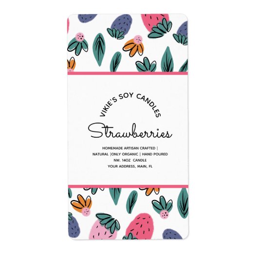 手作りキャンドル事業 ストロベリーパターン ラベル (正面)