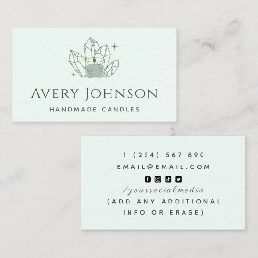 手作りキャンドル水晶ジェムストーンSNSバス 名刺 (正面/裏面)
