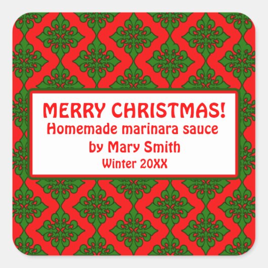 手作りギフトのホリデーラベル スクエアシール (正面)