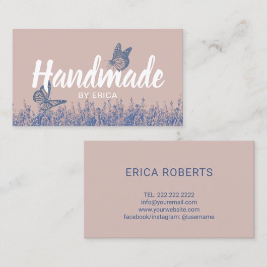 手作りギフトパステルピンクヴィンテージフローラ 名刺 (正面/裏面)