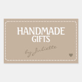 手作りギフト素朴裁縫ステッチ自然 長方形シール (正面)