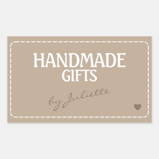 手作りギフト素朴裁縫ステッチ自然 長方形シール (正面)