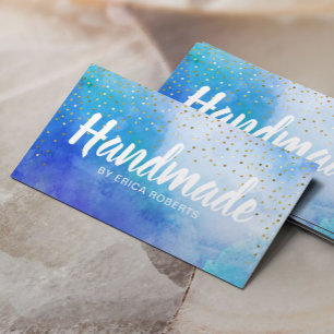 手作りギフト金ゴールドエレガント紙吹雪水彩 名刺