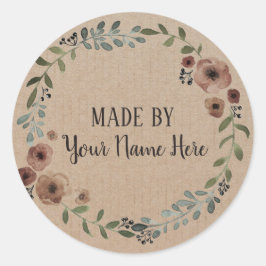 手作りクッキーケーキヴィンテージクラフトフローラリース ラウンドシール